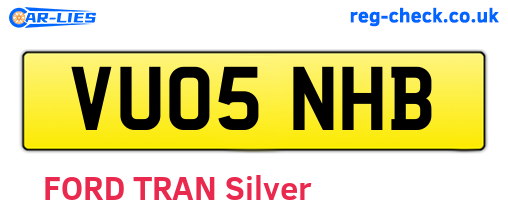 VU05NHB are the vehicle registration plates.