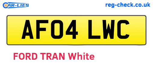 AF04LWC are the vehicle registration plates.