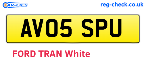 AV05SPU are the vehicle registration plates.