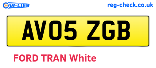 AV05ZGB are the vehicle registration plates.