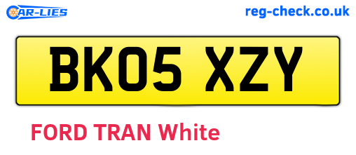 BK05XZY are the vehicle registration plates.