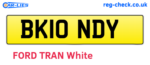 BK10NDY are the vehicle registration plates.