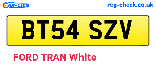BT54SZV are the vehicle registration plates.