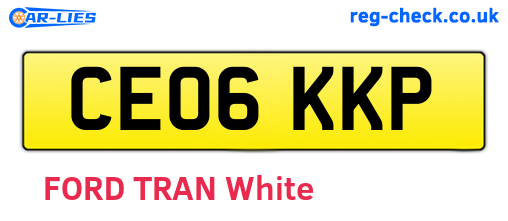 CE06KKP are the vehicle registration plates.