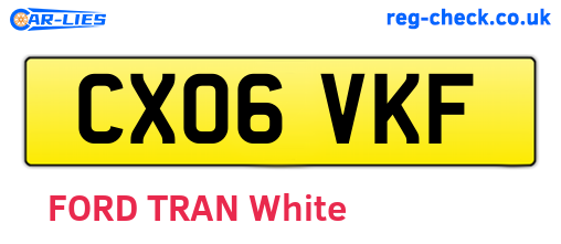 CX06VKF are the vehicle registration plates.
