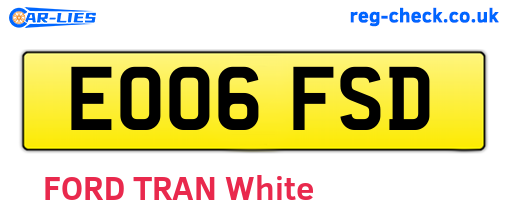 EO06FSD are the vehicle registration plates.