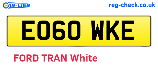 EO60WKE are the vehicle registration plates.