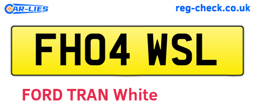FH04WSL are the vehicle registration plates.
