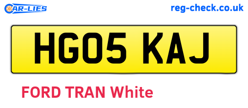 HG05KAJ are the vehicle registration plates.