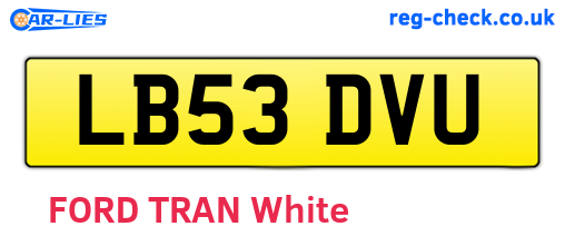LB53DVU are the vehicle registration plates.