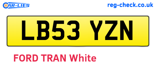 LB53YZN are the vehicle registration plates.