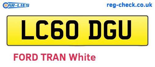 LC60DGU are the vehicle registration plates.