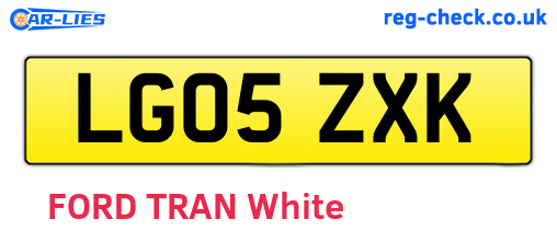 LG05ZXK are the vehicle registration plates.
