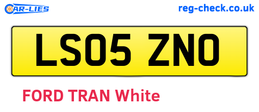 LS05ZNO are the vehicle registration plates.