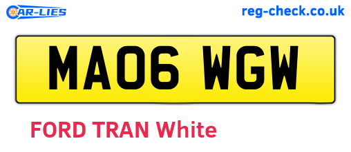 MA06WGW are the vehicle registration plates.