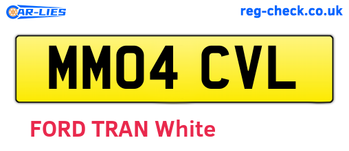 MM04CVL are the vehicle registration plates.