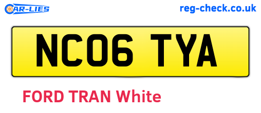 NC06TYA are the vehicle registration plates.