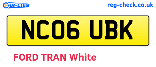 NC06UBK are the vehicle registration plates.