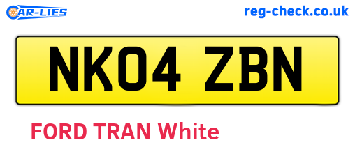 NK04ZBN are the vehicle registration plates.