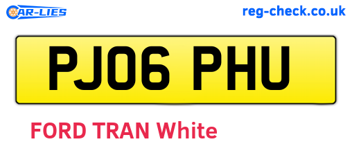 PJ06PHU are the vehicle registration plates.