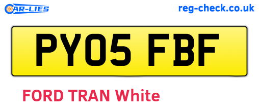 PY05FBF are the vehicle registration plates.