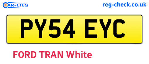 PY54EYC are the vehicle registration plates.