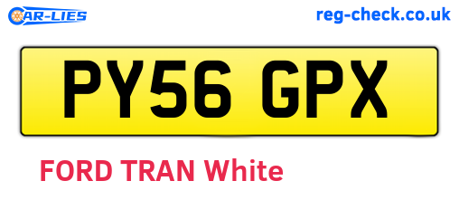 PY56GPX are the vehicle registration plates.