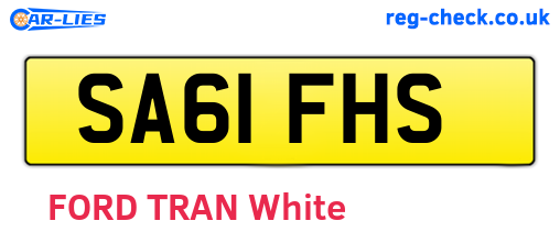 SA61FHS are the vehicle registration plates.
