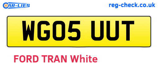 WG05UUT are the vehicle registration plates.