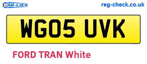 WG05UVK are the vehicle registration plates.