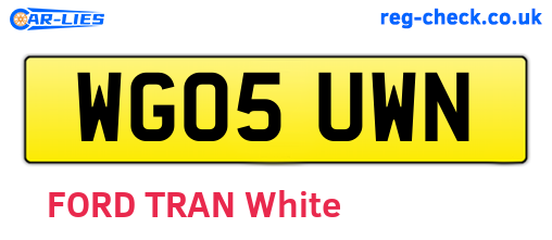 WG05UWN are the vehicle registration plates.