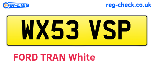 WX53VSP are the vehicle registration plates.