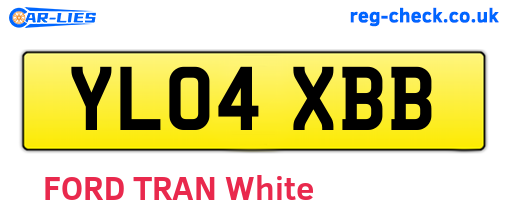 YL04XBB are the vehicle registration plates.