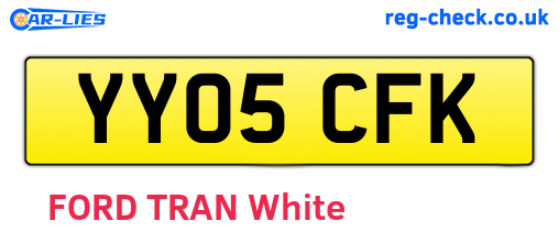 YY05CFK are the vehicle registration plates.