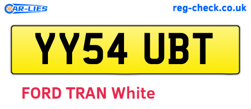 YY54UBT are the vehicle registration plates.