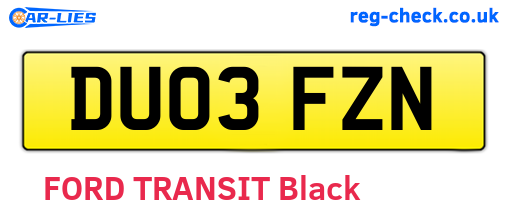 DU03FZN are the vehicle registration plates.