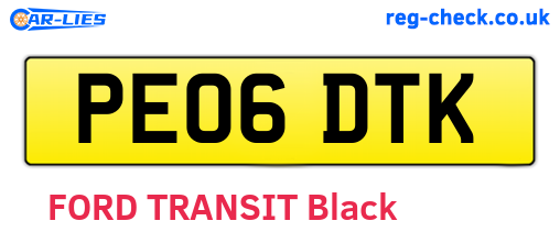 PE06DTK are the vehicle registration plates.