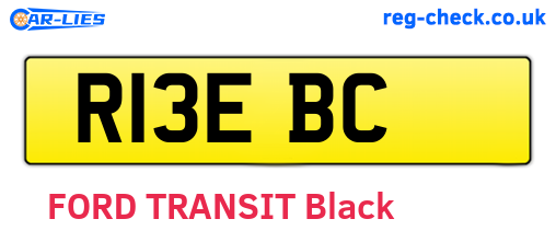 R13EBC are the vehicle registration plates.