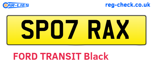SP07RAX are the vehicle registration plates.