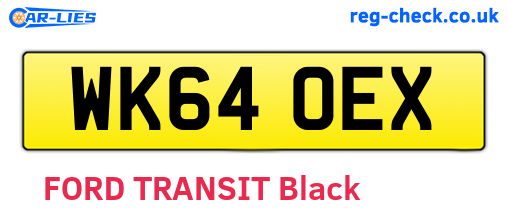 WK64OEX are the vehicle registration plates.
