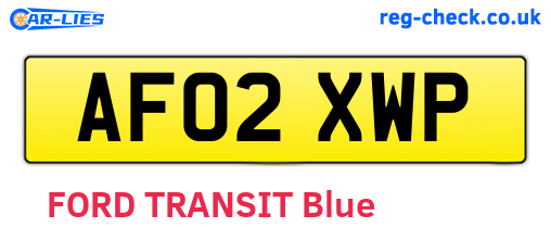 AF02XWP are the vehicle registration plates.