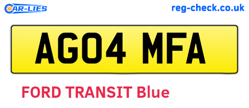 AG04MFA are the vehicle registration plates.