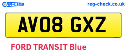 AV08GXZ are the vehicle registration plates.