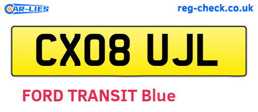 CX08UJL are the vehicle registration plates.