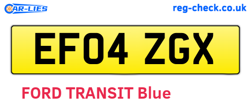 EF04ZGX are the vehicle registration plates.