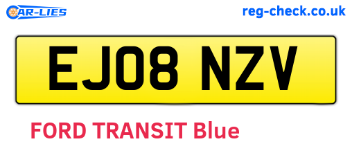 EJ08NZV are the vehicle registration plates.