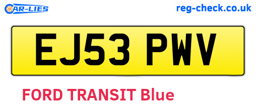 EJ53PWV are the vehicle registration plates.
