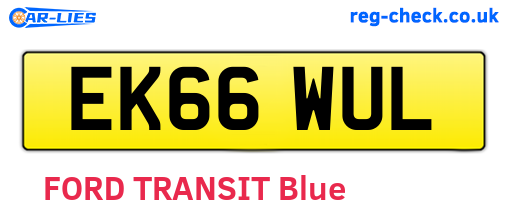 EK66WUL are the vehicle registration plates.
