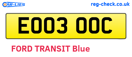 EO03OOC are the vehicle registration plates.