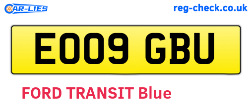 EO09GBU are the vehicle registration plates.